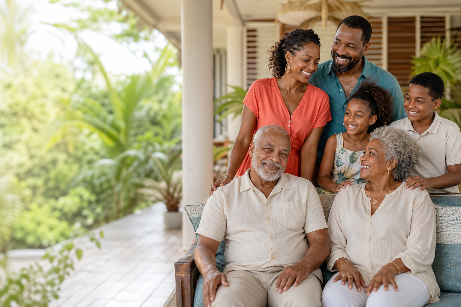 Famille souriante originaire des Outre-mer